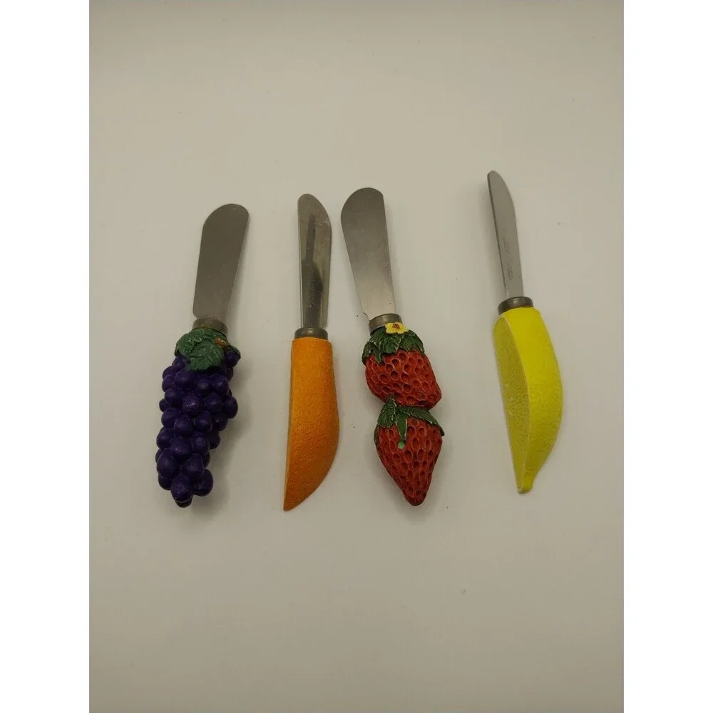 Boston Warehouse 4 Fruit Butter Cheese Spreaders Grapes Strawberries Lemon